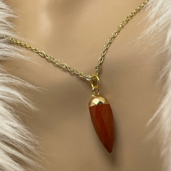 Artisan Jewelry - Red River Jasper Pendant Necklace Gold Pl Artisan Designed